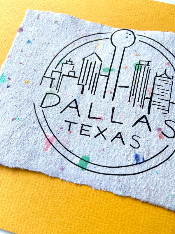 Dallas Skyline Print on Eco-Friendly Handmade Paper - 2