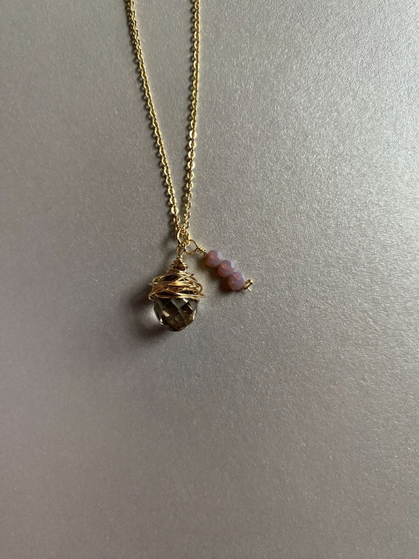 Elegant Pendant Crystal Gemstone Chain Necklace - 2