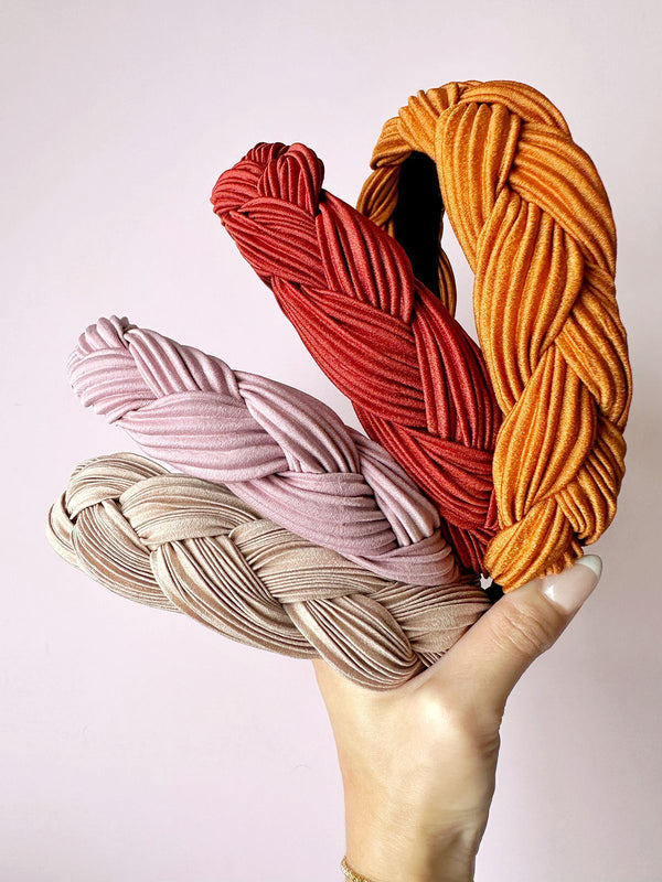 Thick Satin Braided Headbands - 1