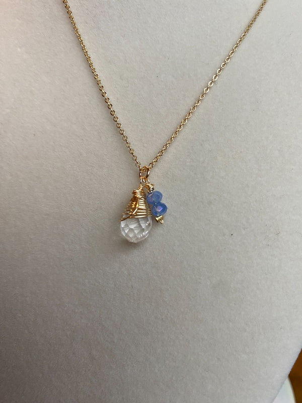 Elegant Pendant Crystal Gemstone Chain Necklace - 4