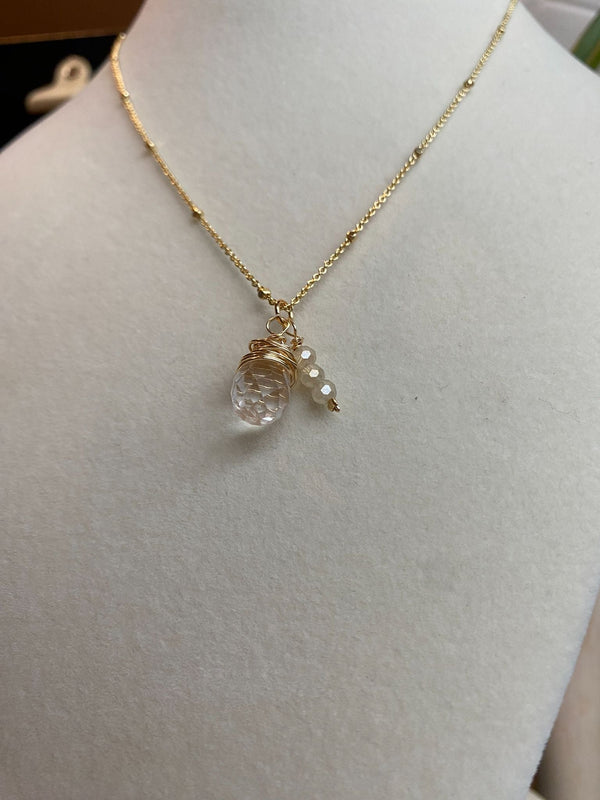 Elegant Pendant Crystal Gemstone Chain Necklace - 6