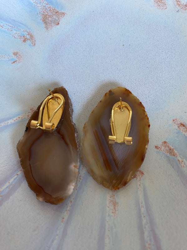 Yin Yang Raw Agate Earrings - 2