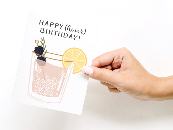 Happy (Hour) Birthday! Cocktail Greeting Card - onderkast-studio