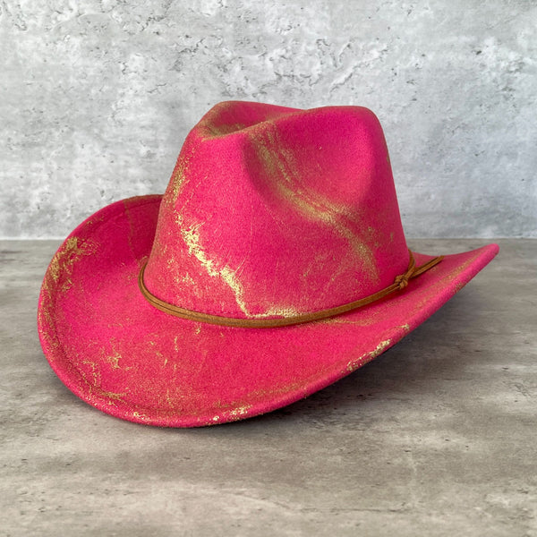 Gold Marbled Felt Cowboy Hat - 3
