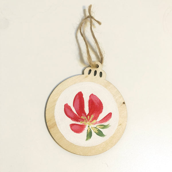 Poinsettia Hand-Painted Ornament - 1