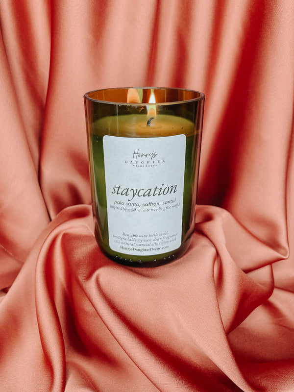 Staycation - Palo Santo and Sandalwood - Wine Bottle Soy Candle - 1