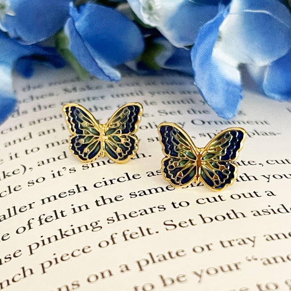 Butterfly Enamel Stud Earrings - 3