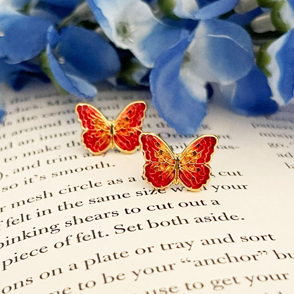 Butterfly Enamel Stud Earrings - 4