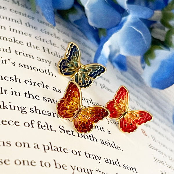 Butterfly Enamel Stud Earrings - 1