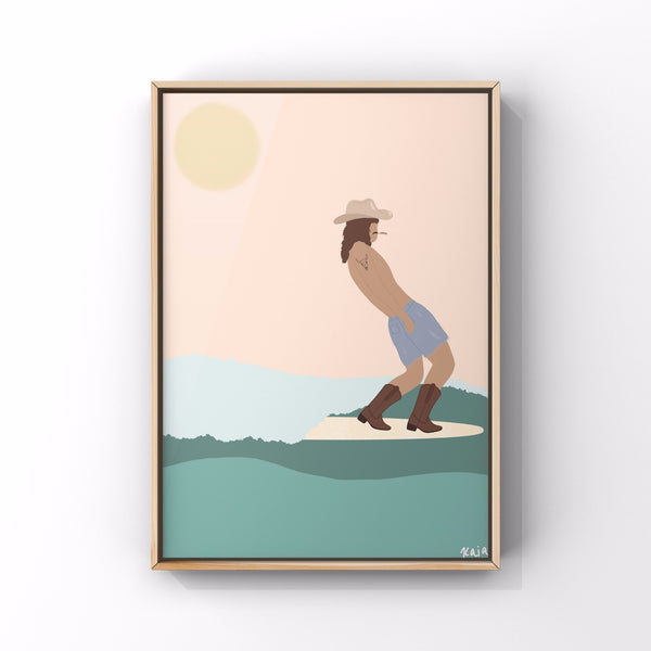 Surfing Cowboy Print - 1