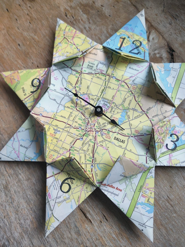 Upcycle Map Clock - Dallas - 3