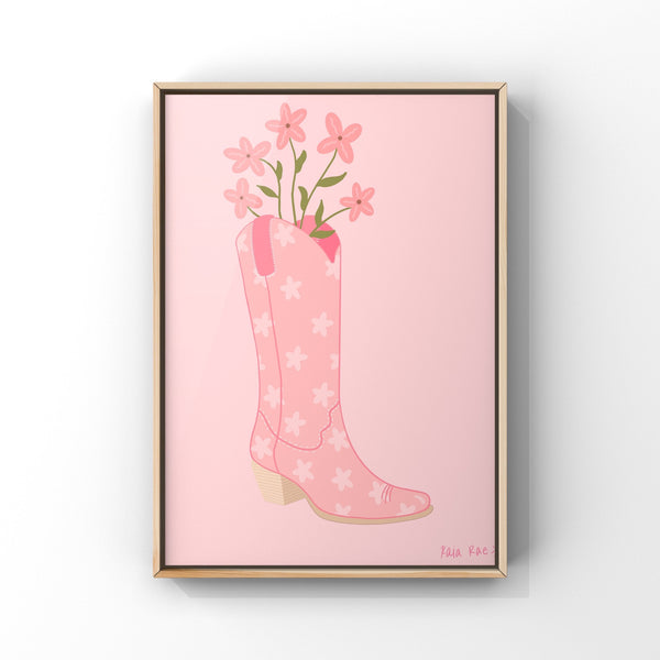 Pink Cowgirl Boot Print - 1