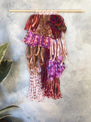 Pink Fringe Dyed Woven Wall Art - 1