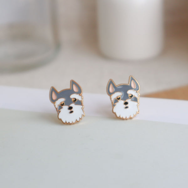 Schnauzer Enamel Stud Earrings - 1