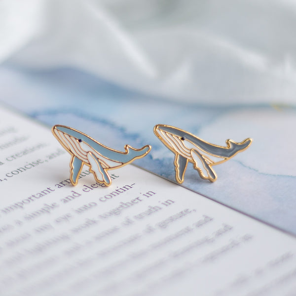 Humpback Whales Enamel Earrings - 1