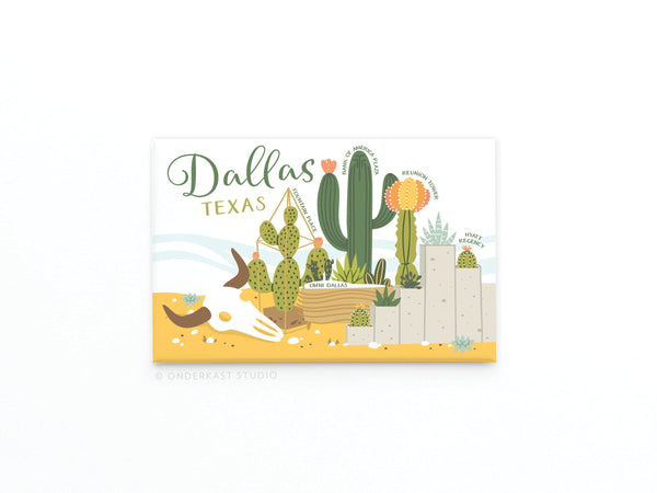 Dallas Succulent Skyline Rectangle Magnet