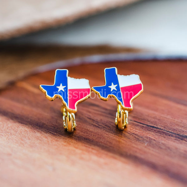 Great State Flag of Texas Enamel Earrings - 3