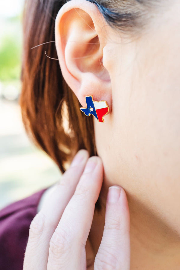 Great State Flag of Texas Enamel Earrings - 2
