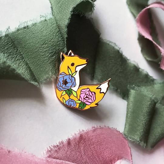 Floral Fox Pin