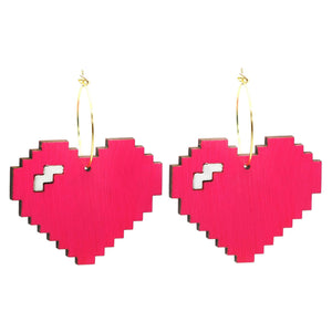 Pixelated Heart Hoops - 1