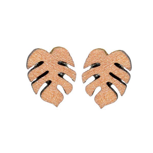 Small Monstera Studs - Gold - 1