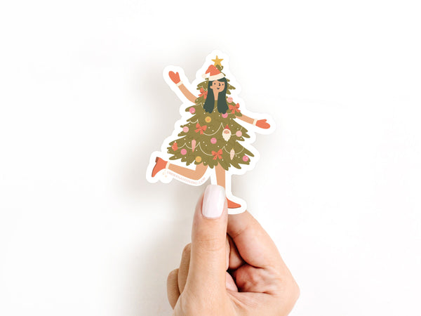 Christmas Tree Girl Sticker