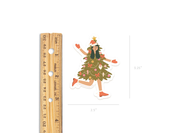 Christmas Tree Girl Sticker