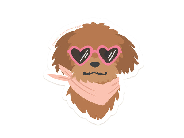 Dog w/ Heart Sunglasses Sticker