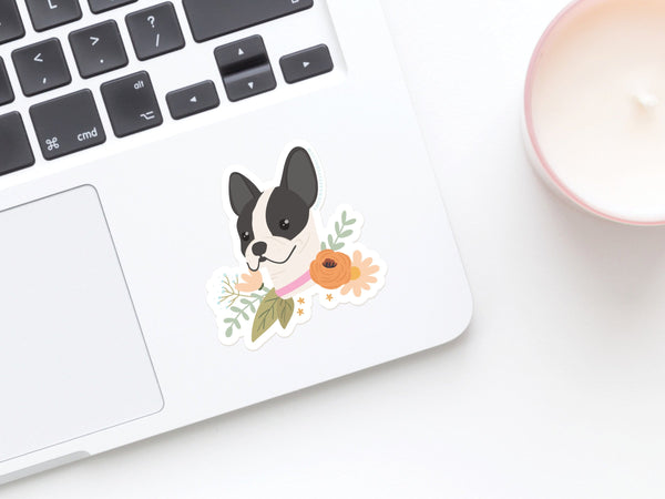 French Bulldog Floral Sticker