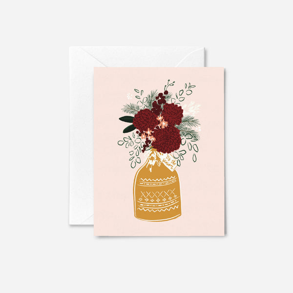 Wine Dahlias Holiday Card